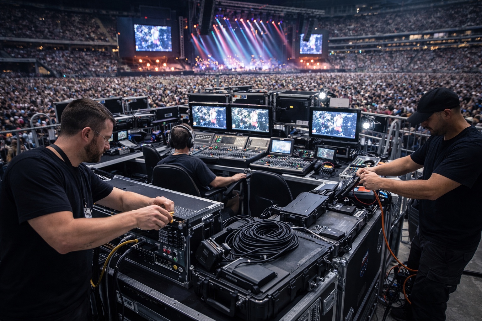 Live event and sports broadcasting at a boxing arena