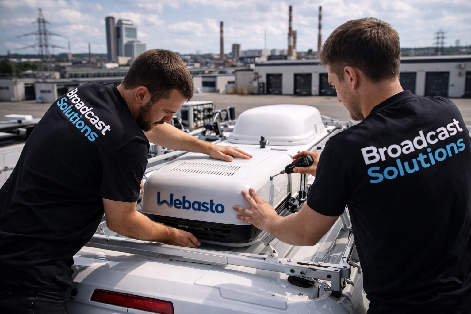 Installing roof cooling on an OB van