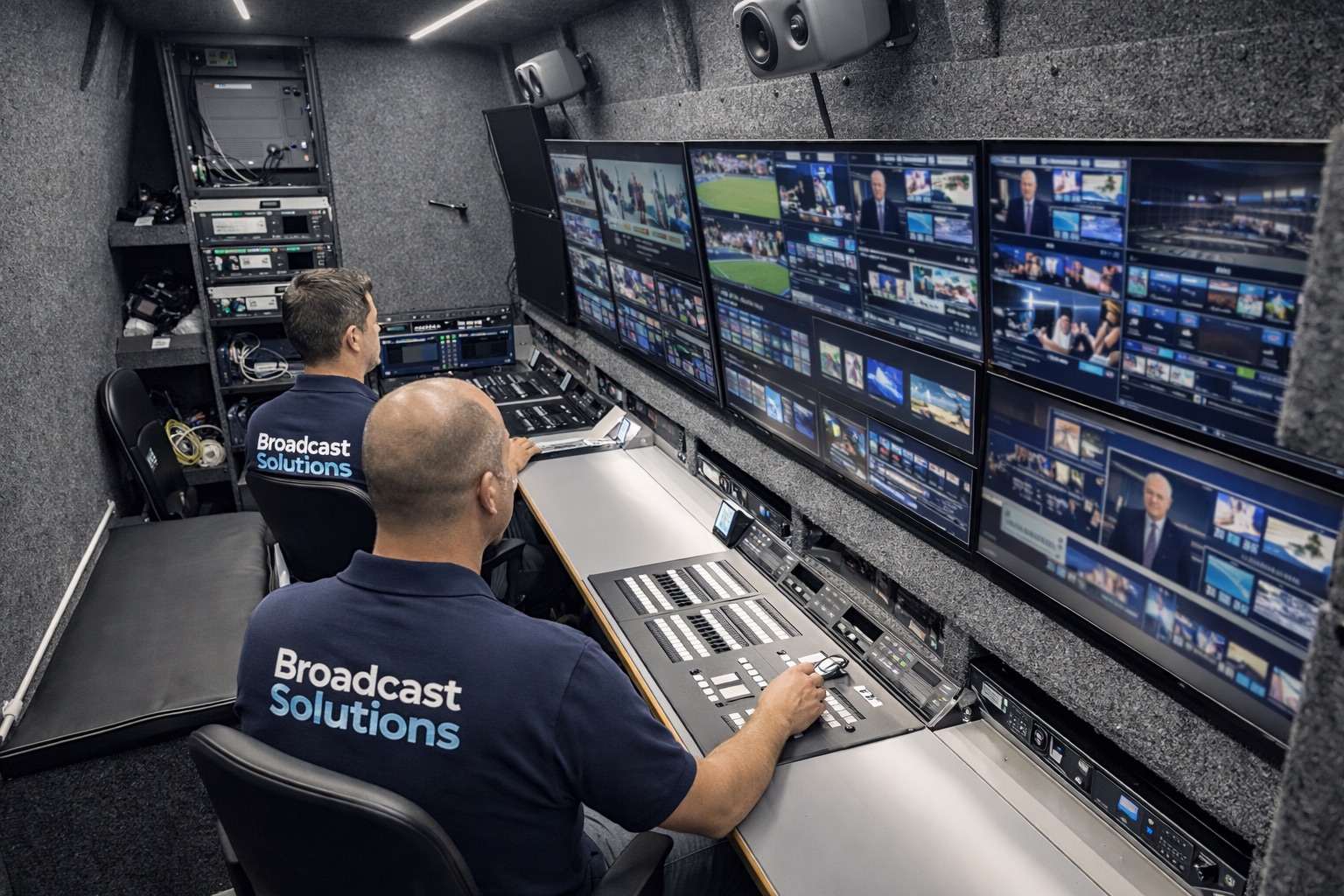 OB van internal operation and control position